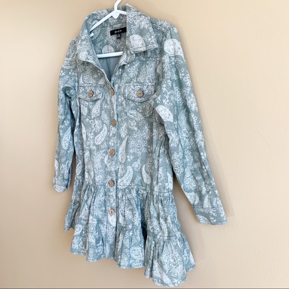 Sage green girls long sleeve dress print paisley floral print size 5 RELISTED - Picture 7 of 8